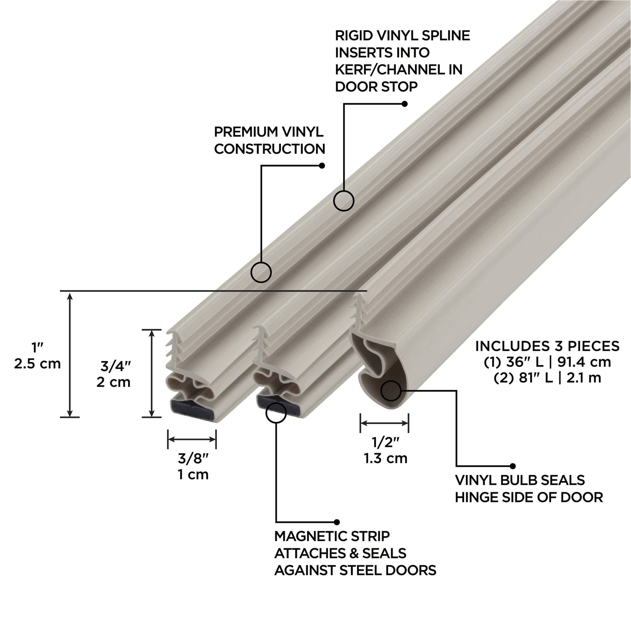 M-D Building Products 01610 Beige Vinyl with Magnetic Strip Top and Sides Door Seal Kit for Steel Doors