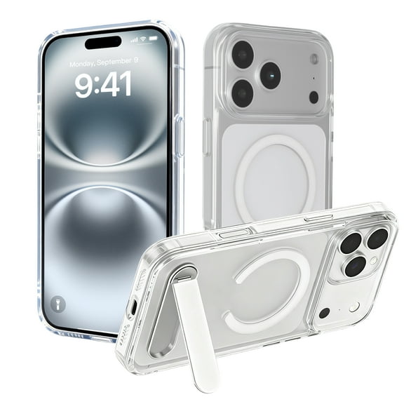 TSBIFV Clear Case for iPhone 17 Pro Max Compatible, 360° Rotating Ring Stand, Slim Shockproof Cover, Anti-Yellowing, Camera Protection, Wireless Charging Support