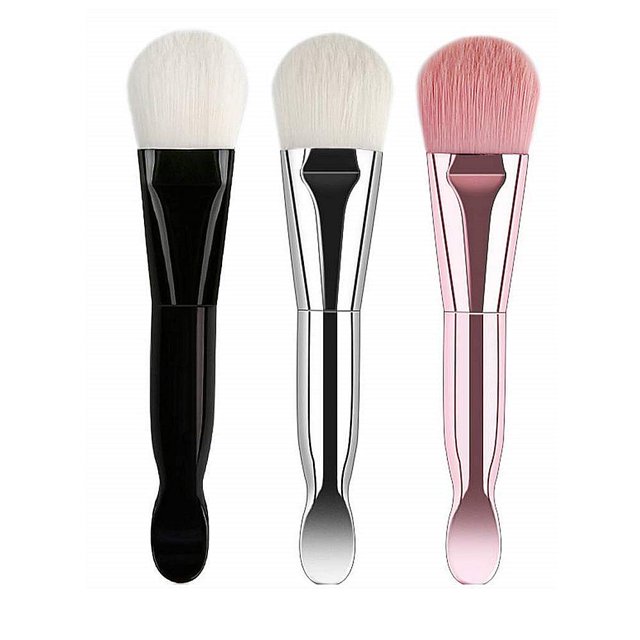 3 x weiche Kopf-Silikonmaske, Einstellstab,weiche Faser,Gesichts-Maske Applikator,Doppelkopf-Design Bürste Beauty-Werkzeug