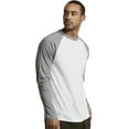 thumbnail image 3 of SLM Men's Long Sleeve Cotton Baseball Raglan Tee Shirt Jersey -White/Gray-2XL, 3 of 4