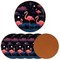thumbnail image 2 of Flamingo Set of 6 Microfiber Leather Round Coasters, 11x11 cm/4.3x4.3 in - Drink Coasters for Home and Office Use, 2 of 6