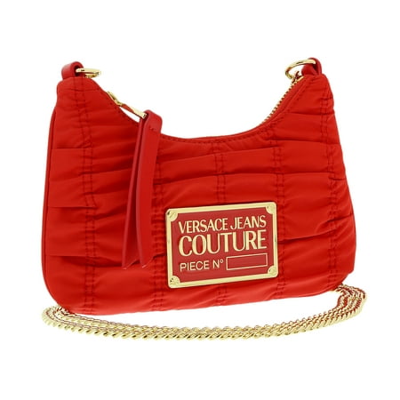 Versace Jeans Couture Red Mini Boho Ruched Nylon Crossbody Bag for womens