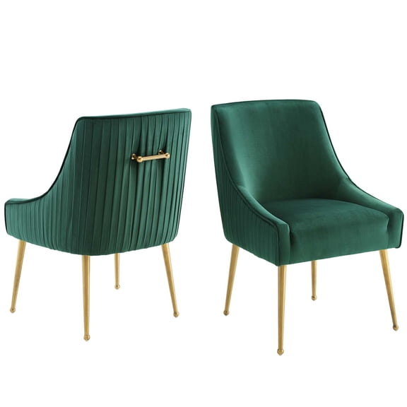 Side Dining Chair, Set of 2, Velvet, Metal Steel, Green, Modern Contemporary Urban Design, Kitchen Room Cafe Bistro Restaurant Hospitality