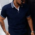 thumbnail image 4 of Ceisia Men's Regular Fit Contrast Trim Jacquard Short Sleeve Turndown Collar Casual Polo Shirt Gifts, 4 of 8