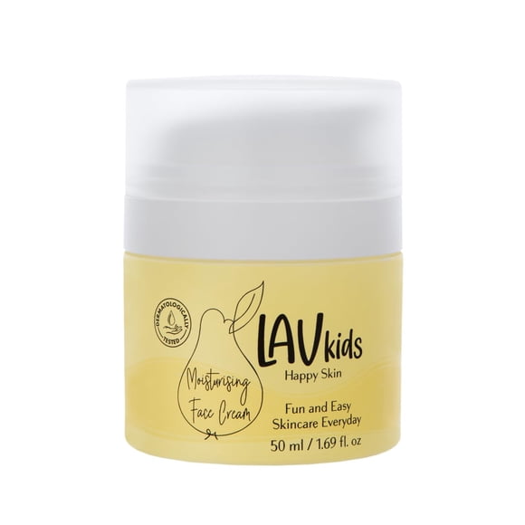 LAV KIDS Crema hidratante facial con aceite de jojoba, aceite de almendras dulces y manteca de karité, 50 ml, crema hidratante natural suave para niños y bebés, crema facial para niños dermatológicame