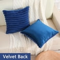 thumbnail image 2 of SURJDE Navy Blue Striped Decorative Throw Pillow Covers 22x22 Inch Set of 2,Square Fall Decorations Couch Pillow Case,Soft Cozy Faux Rabbit & Velvet Back,Modern Home Decor for Bed, 2 of 6