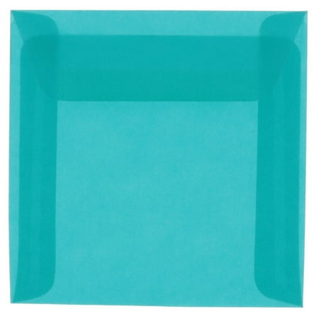UPC: 0639713260038 | JAM 6 x 6 Translucent Envelopes  Aqua  25/Pack