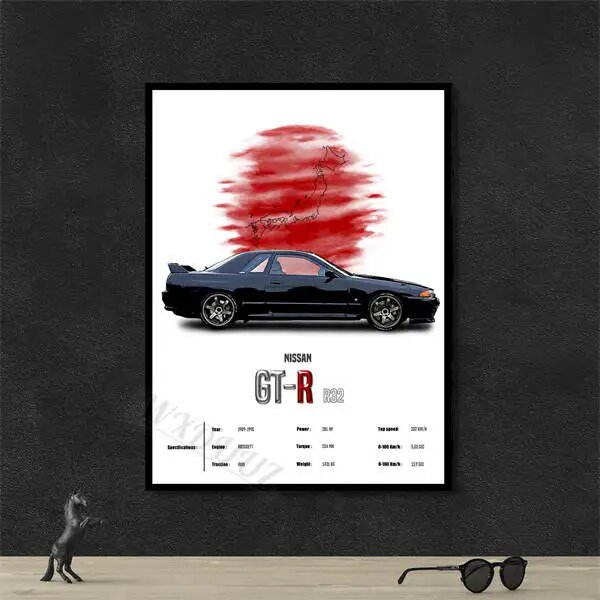 GTR-pintura en lienzo de diseño moderno para decoración del hogar, carteles impresos de coches famosos de coches deportivos de lujo, arte de sala de estar, imágenes de decoración de pared, regalos