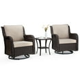 thumbnail image 3 of AOILE 3-Piece Rattan Swivel Rocking Chair Outdoor Set, Patio Bistro Furniture with Cushions and Table, 3 of 7