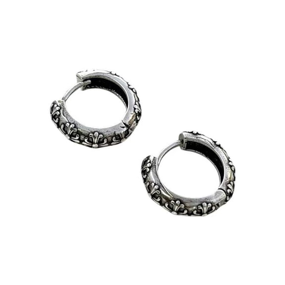 15mm Cross Hoop Earrings for Men Women Streetwear Punk Hip Hop Unisex Earrings