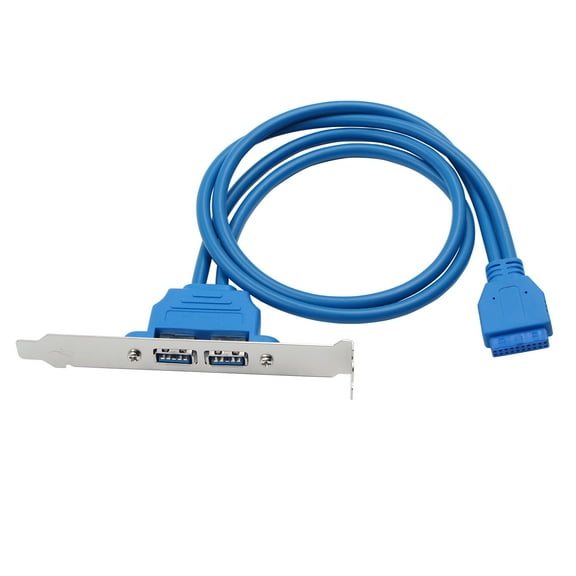 JacobsParts 2-Port USB 3.0 Rear Panel Bracket 20-Pin Motherboard Header Cable for PC Card Slot
