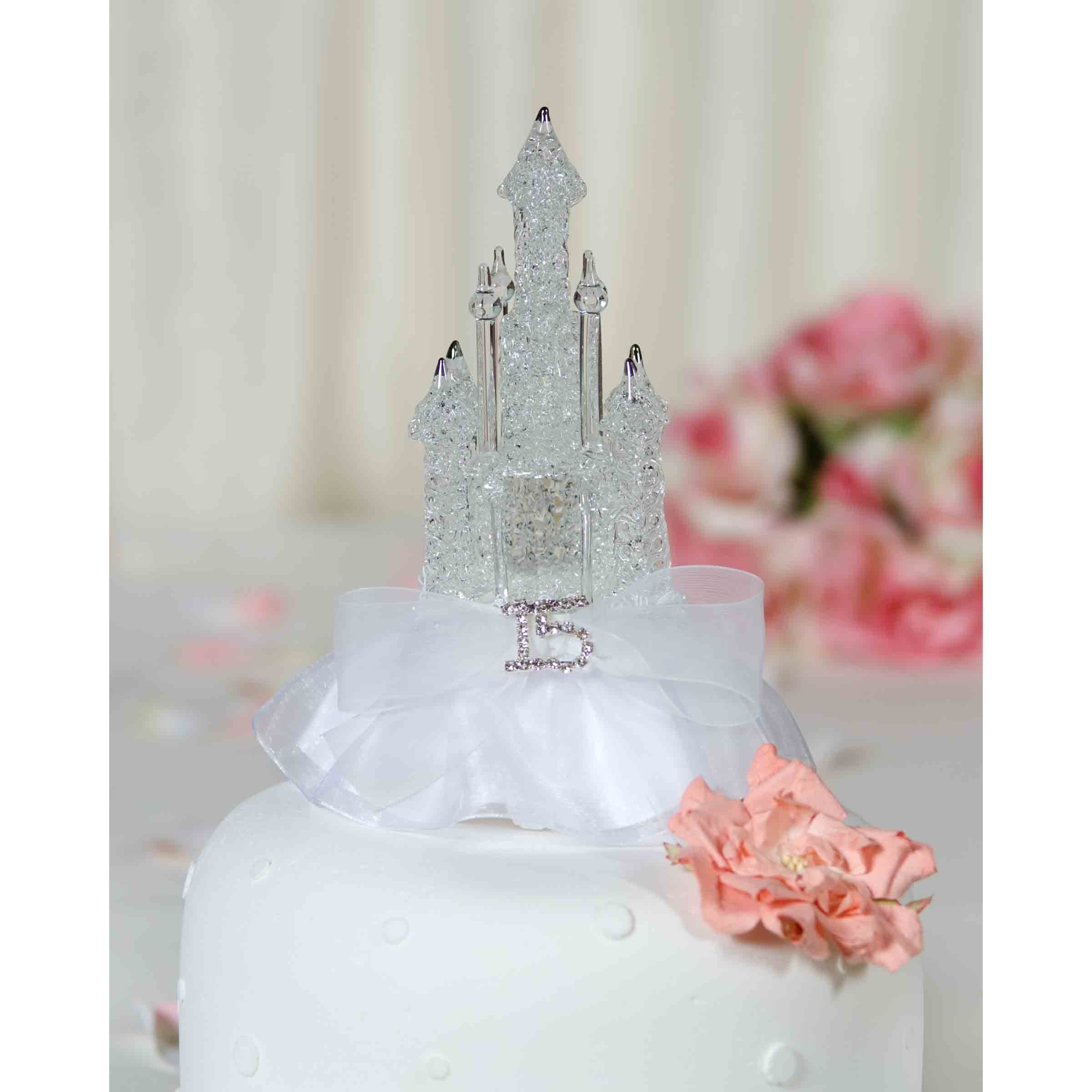 15th Birthday Cake Toppers Quinceanera Cake Topper Princess Crown Silver Ca...