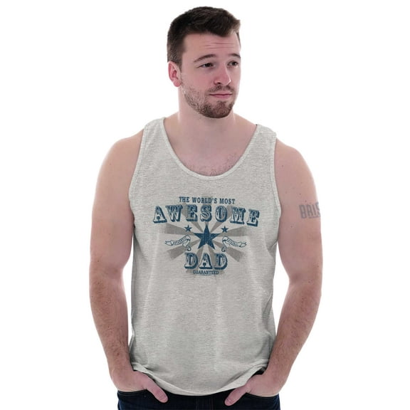 Fathers Day World's Most Awesome Dad Tank Top Sleeveless Tee Men Brisco Brands S