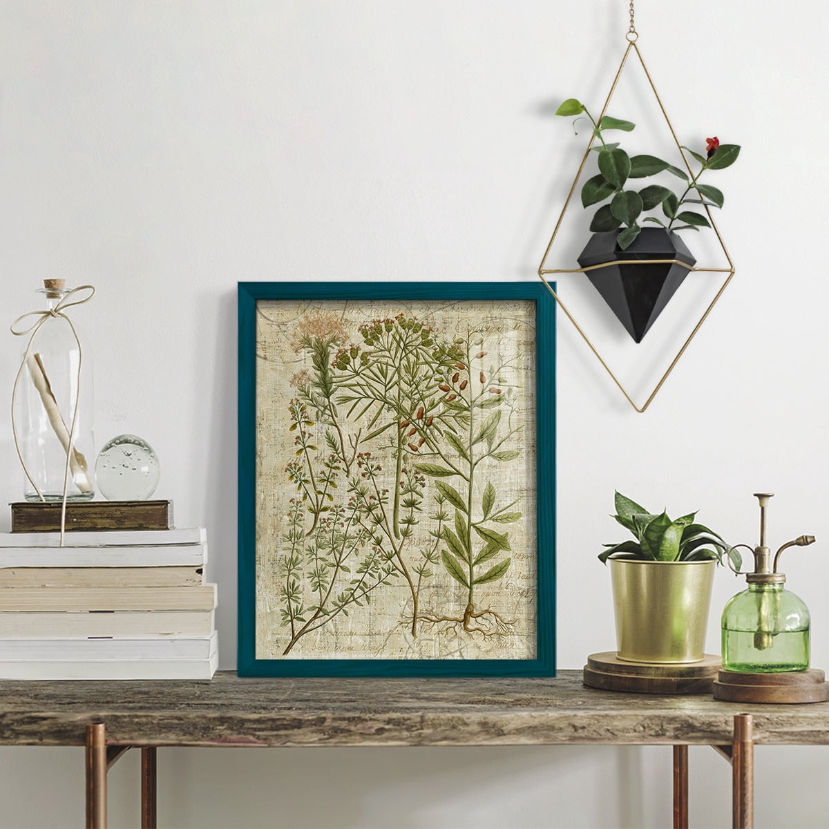 Garden Verses I -Framed Print w/glass-Ocean Blue