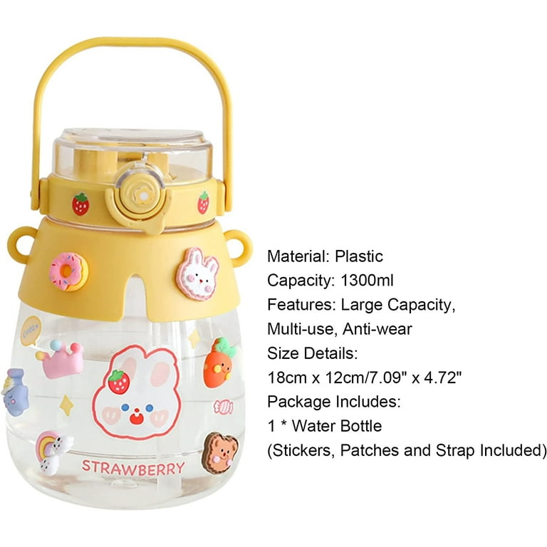 Pikadingnis Cute Water Bottles Large Straw Bottle with Rope