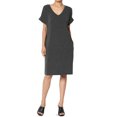 thumbnail image 1 of TheMogan Robe T-Shirt à Manches Courtes Col en V avec Poche pour Femmes Grande Taille, 1 of 6