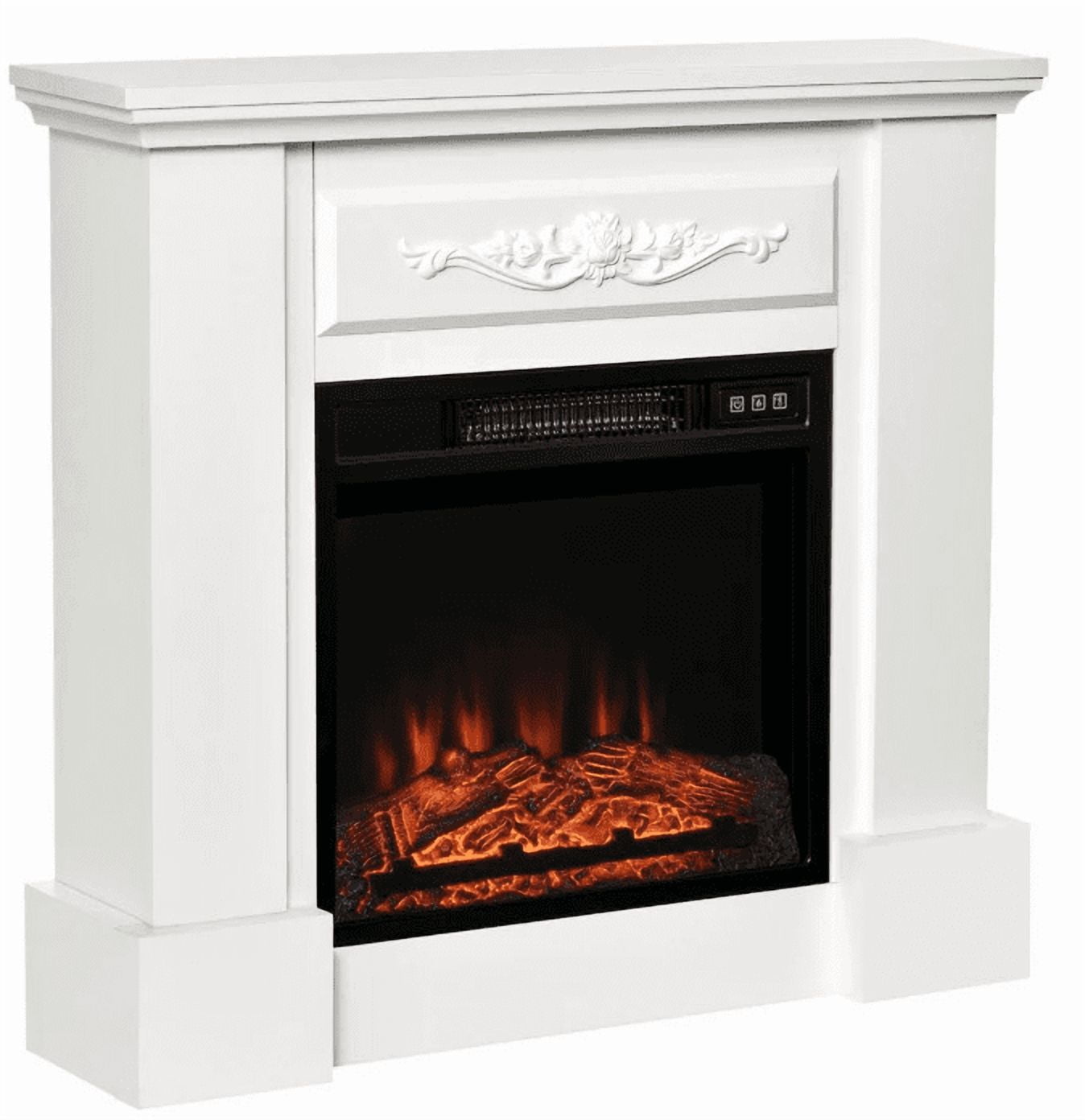 31" Electric Fireplace Mantel, Wood Entertainment Center with Electric Fireplace Heater and Remote Control, Elegant Tall TV Stand Suitable for Living Room, Bedroom