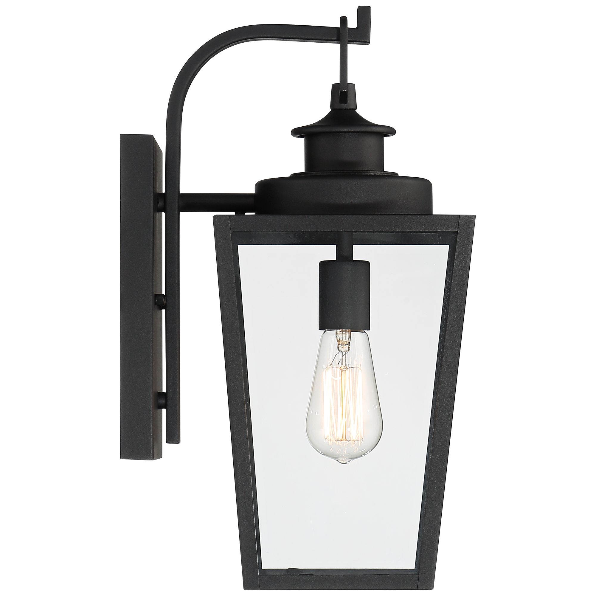 Possini Euro Design Ackerly Modern Outdoor Wall Light Fixture Textured Black 17 1/4" Clear Glass for Post Exterior Barn Deck House Porch Yard Patio