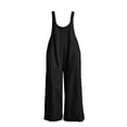thumbnail image 4 of Drses‌‌ Women's Lightweight Cotton Linen Jumpsuit Romper Overalls, Adjustable Strap Baggy Wide Leg One Piece Outfit with Back Zipper Pockets, 4 of 7