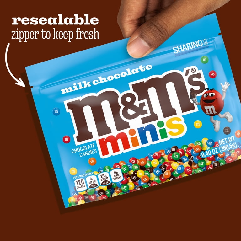 3 pack) M&M's Minis Milk Chocolate Candy Sharing Size, 9.4 oz Bag