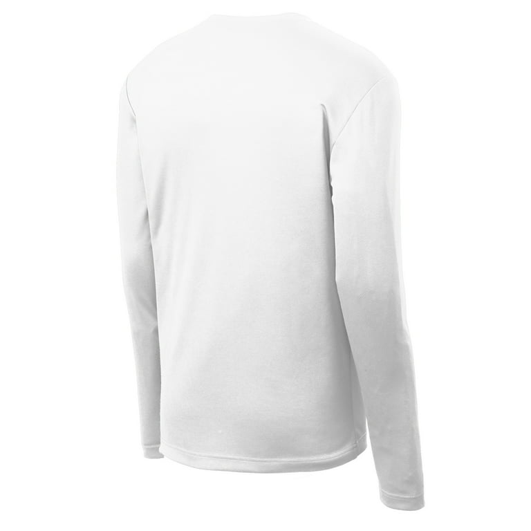 Sport Tek Adult Male Men Crew Neck Plain Long Sleeves T-Shirt White X-Large