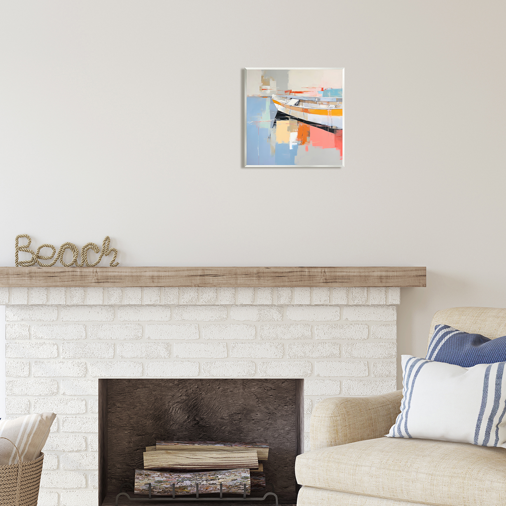 Stupell Industries Modern Boat Painting Abstract Painting Unframed Art Print Wall Art, 12 x 12