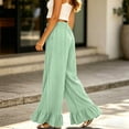 thumbnail image 5 of Striped Palazzo Pants for Women Casual Oversized Wide Leg Ruffle Flowy Pants with Pockets Baggy Vacation Summer Pant, XL, 5 of 7