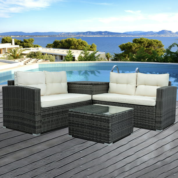 Rattan Patio Sectional Sofa Set, Super Patio Outdoor Furniture