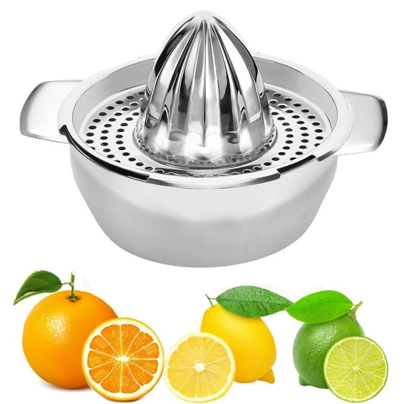 Stainless Steel Lemon Juicer - Manual Hand Press Citrus Squeezer with Removable Strainer & Drip Bowl, Easy Clean, Heavy Duty for Orange, Lime, Grapefruit.