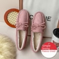 thumbnail image 2 of Zapatos de mujer con lazo acolchado de algodón, otoño e invierno, tacón bajo, suela suave, talla grande 41-43, zapatos de mamá planos cálidos con forro polar, 2 of 6