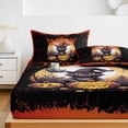 thumbnail image 6 of Twin Sze Fitted Sheet Set - Halloween 2 Piece Bedding Sets 16" Deep Pocket Fitted Sheet with 1 Pillowcase, Horror Black Cat Pumpkin Moon Night Black Red Brushed Microfiber Hotel Luxury Bed Sheets, 6 of 9