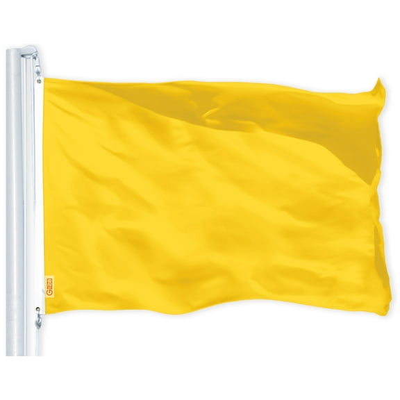 G128 Solid Golden Yellow Color Flag | 3x5 feet | Printed 150D – Indoor/Outdoor, Vibrant Colors, Brass Grommets, Quality Polyester, Much Thicker More Durable Than 100D 75D Polyester