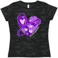 thumbnail image 3 of Inktastic Epilepsy Awareness Purple Ribbon Around Heart Women's T-Shirt, 3 of 5