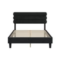 thumbnail image 6 of King Size Bed Frame with Upholstered Fabric Headboard,Mattress Foundation with Wooden Slats Support, Easy Assembly, No Box Spring Needed,Dark Grey, 6 of 9