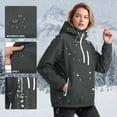 thumbnail image 3 of Tsivenald Women's Fashion Solid Color Long Sleeve Pocket Zipper Outdoor Waterproof Rain Jackets Windbreaker Coat, Gray S-2XL, 3 of 7