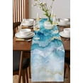 thumbnail image 4 of Ldtrchee Teal Ombre Table Runner 72 Inches, Modern Coastal Ink Painted Abstract Bed Runner Dresser Scarves Tabletop for Indoor Outdoor Parties/Ceremony/Banquet, 14" x 72", 4 of 8