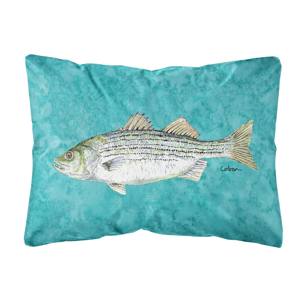 Striped Bass Fish Canvas Fabric Decorative Pillow