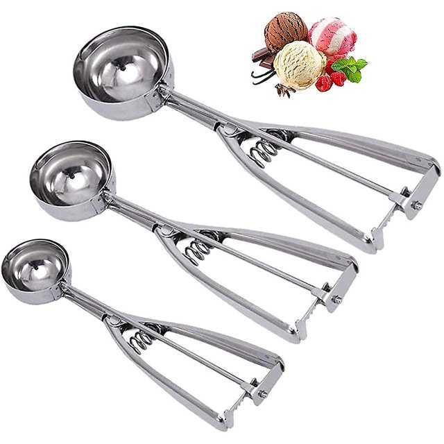 Juego de cucharas para helado de galleta - Pequeña/1 cucharada. Mediana/2 Cucharada. Grande/3 oso de fresa Electrónica