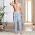 thumbnail image 5 of Uemuo White Bule Glitter Pattern Men's Wide Leg Palazzo Lounge Pants with Pockets Light Weight Loose Comfy Casual Pajama Pants-Large, 5 of 9