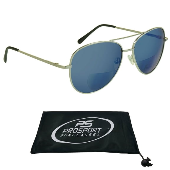 proSPORT Aviator Bifocal Reader Sunglass Flashed Blue Mirror Lens Men Women