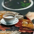 thumbnail image 3 of Ambesonne Vintage Floral Fitted Round Tablecloth, Chrysanthemum Nature, 56"- 60" Diameter, Amber Blue Grey Off White, 3 of 5