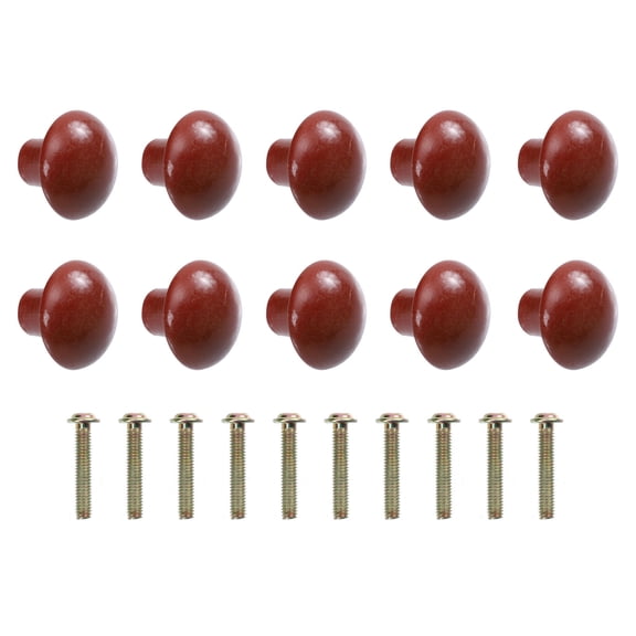 ETHZZLE 10Pcs Solid Wood Round Handles Brown Cabinet Drawer Pulls for Home Use