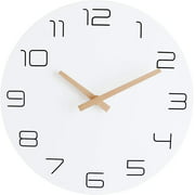 Foxtop 12 Inch Modern Wooden White Wall Clock, Silent Non-Ticking,Beautiful decoration