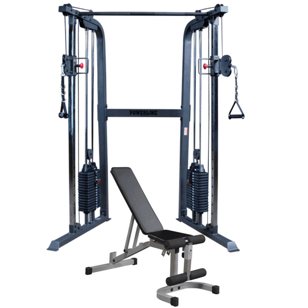 Powerline Home Cable Crossover Machine & Bench, 320lb. Pulley Weight