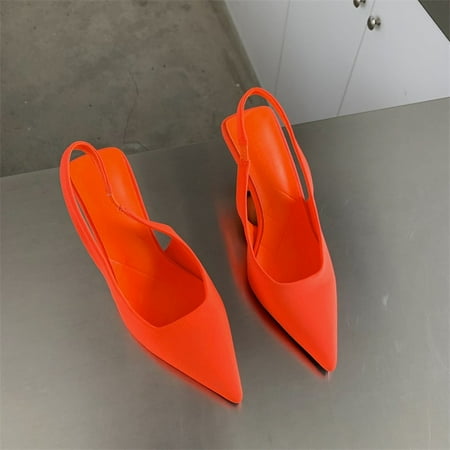 

2022 Fashion Elegant Women 9cm High Heels Slippers Lady Slingback Mules Purple Green Orange Heels Luxury Slides Wedding Shoes