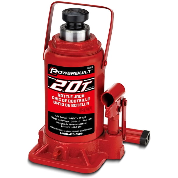 Powerbuilt Automotive 20 Ton Bottle Jack w/ Iron Saddle, Red