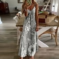 thumbnail image 1 of Robe Boho à Bretelles Spaghetti Florale Vintage Imprimé Floral Sans Manches Longue Maxi Robes Été Plage Vacances Robe d'Été (Gris, P), 1 of 7