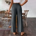thumbnail image 7 of UTSJKR Women's Classic Solid Color Palazzo Pants Casual Comfy Loose Fit High Waist Wide Leg Pleated Trousers with Pockets Dark Gray S, 7 of 7