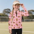 thumbnail image 3 of Psesaysky Highland Cow Hearts Print Girls Long Sleeve Athletic Shirts 1/4 Zipper Kids Quick Dry Lightweight Yoga Tops for Sports Cheer Basic Tees Activewear 12-13 Years, 3 of 6