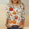 thumbnail image 2 of Timoontee Plus Size Thanksgiving Shirts for Women Novelty Graphic 3/5 Length Sleeve Tunic Tops Casual Pullover Womens Fall Tops Orange 8, 2 of 4